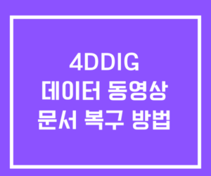 4DDIG 데이터 복구 및 동영상 문서 복구 방법 4DDIG 데이터 복구 및 동영상 문서 복구 방법