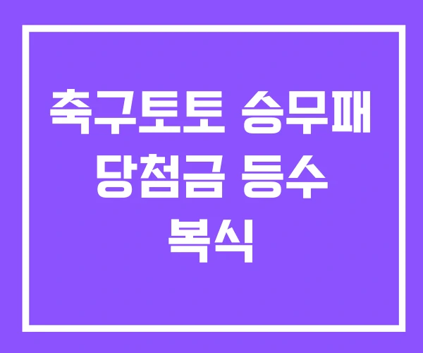 축구토토 승무패 당첨금 등수 복식 축구토토 승무패 당첨금 등수 복식