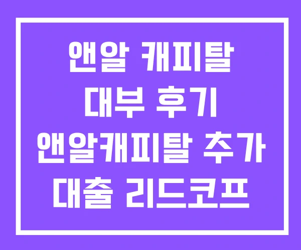 앤알 캐피탈 대부 후기 앤알캐피탈 추가 대출 리드코프