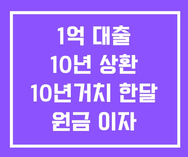 1억 대출 10년 상환 10년거치 한달 원금 이자