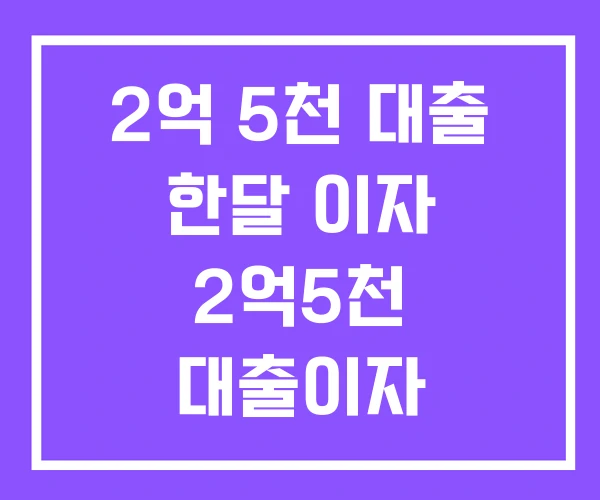 2억 5천 대출 한달 이자 2억5천 대출이자
