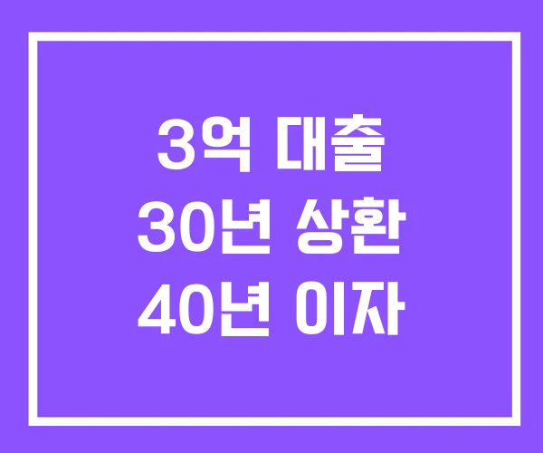 3억 대출 30년 상환 40년 이자 3억 대출 30년 상환 40년 이자