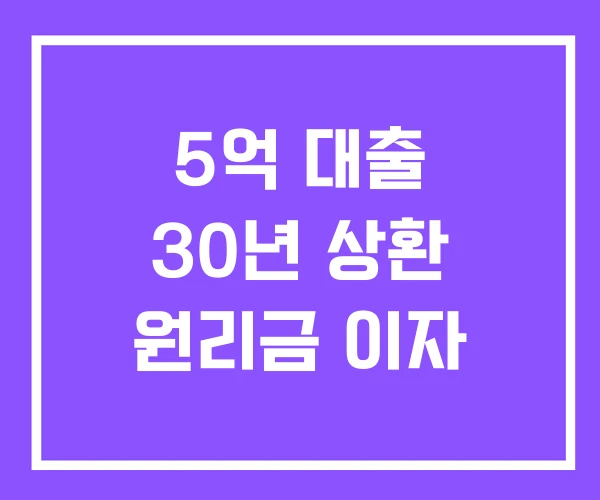 5억 대출 30년 상환 원리금 이자 5억 대출 30년 상환 원리금 이자