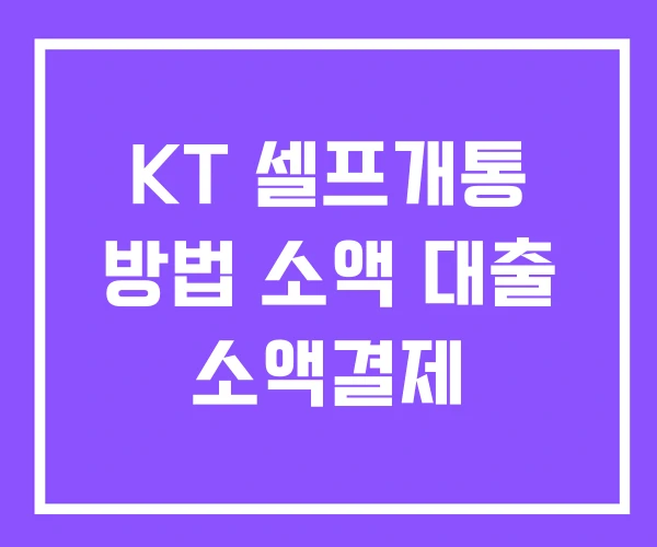 KT 셀프개통 방법 소액 대출 소액결제