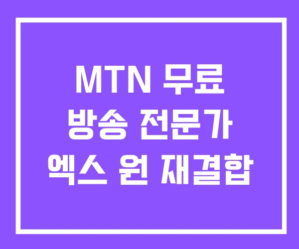MTN 무료 방송 전문가 엑스 원 재결합 MTN 무료 방송 전문가 엑스 원 재결합