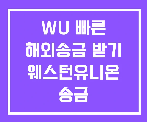 WU 빠른 해외송금 받기 웨스턴유니온 송금
