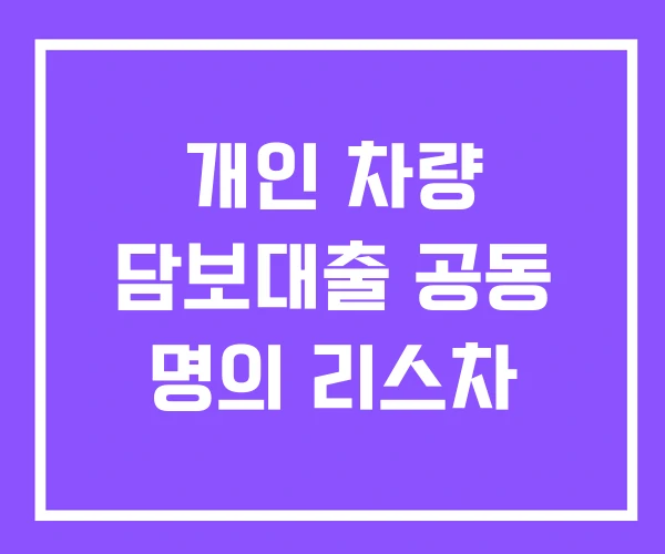 개인 차량 담보대출 공동 명의 리스차
