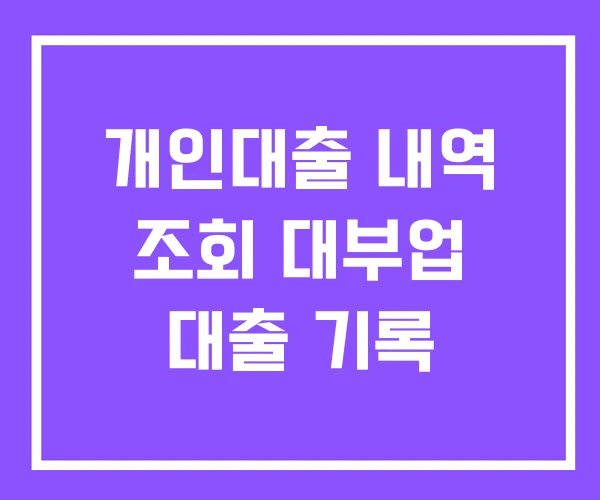 개인대출 내역 조회 대부업 대출 기록