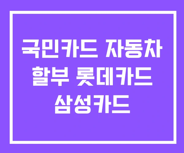 국민카드 자동차 할부 롯데카드 삼성카드 국민카드 자동차 할부 롯데카드 삼성카드