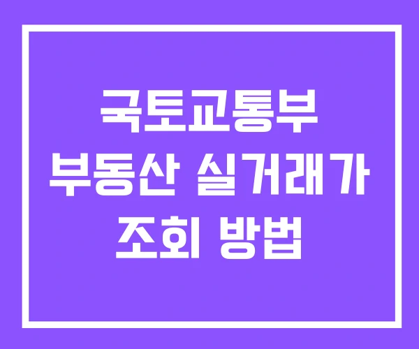 국토교통부 부동산 실거래가 조회 방법