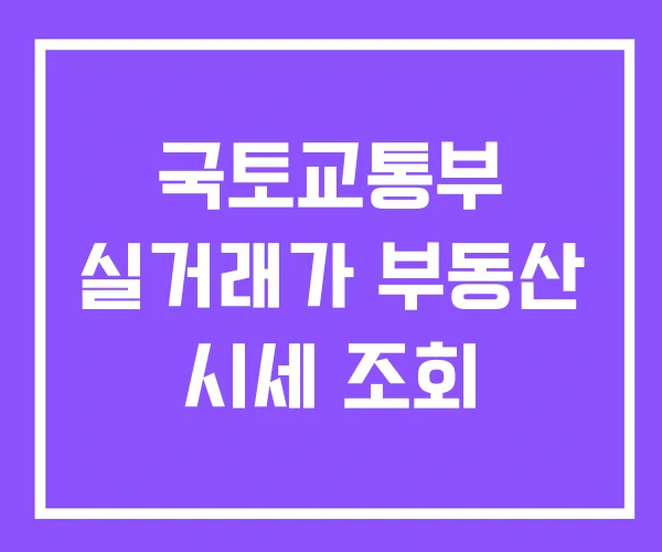 국토교통부 실거래가 부동산 시세 조회