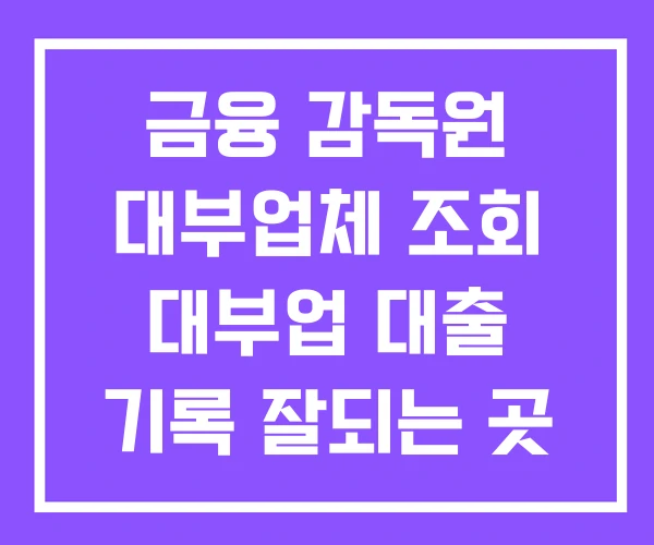 금융 감독원 대부업체 조회 대부업 대출 기록 잘되는 곳