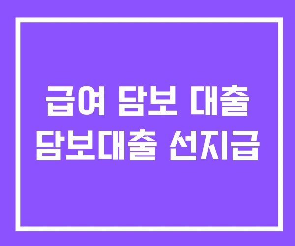 급여 담보 대출 담보대출 선지급 급여 담보 대출 담보대출 선지급