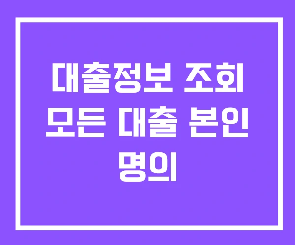 대출정보 조회 모든 대출 본인 명의