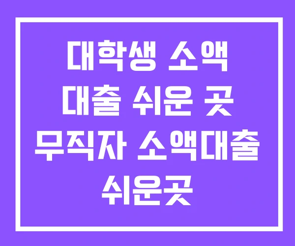대학생 소액 대출 쉬운 곳 무직자 소액대출 쉬운곳
