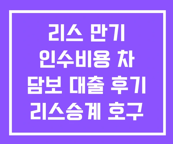 리스 만기 인수비용 차 담보 대출 후기 리스승계 호구