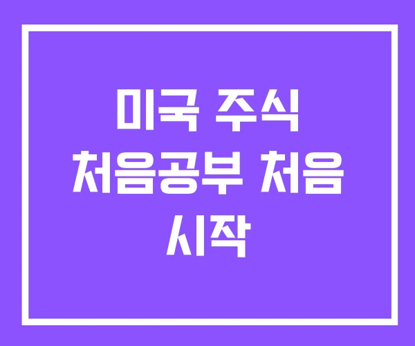 미국 주식 처음공부 처음 시작