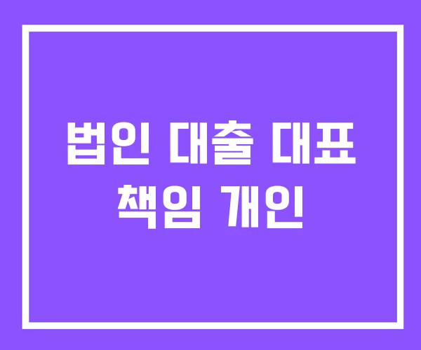 법인 대출 대표 책임 개인