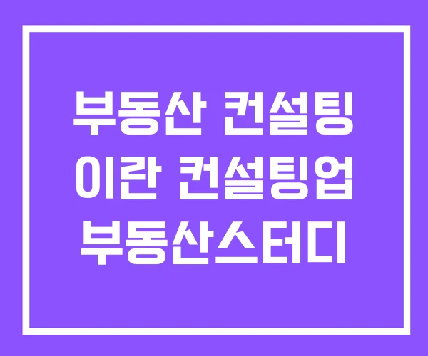 부동산 컨설팅 이란 컨설팅업 부동산스터디