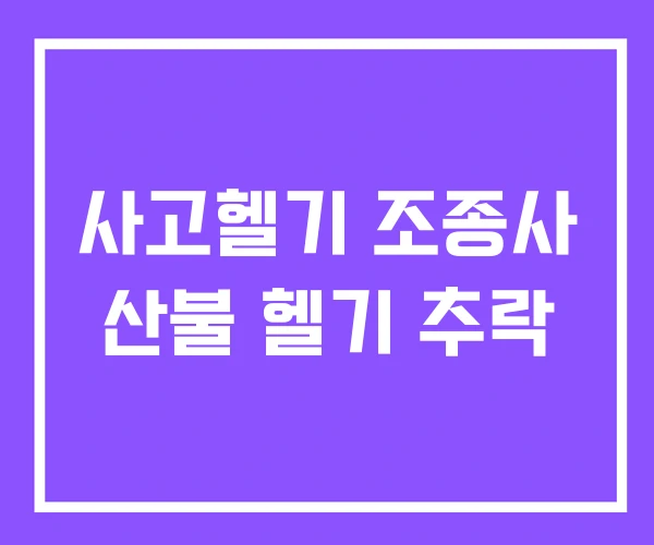 사고헬기 조종사 산불 헬기 추락 사고헬기 조종사 산불 헬기 추락