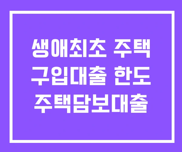 생애최초 주택 구입대출 한도 주택담보대출 생애최초 주택 구입대출 한도 주택담보대출