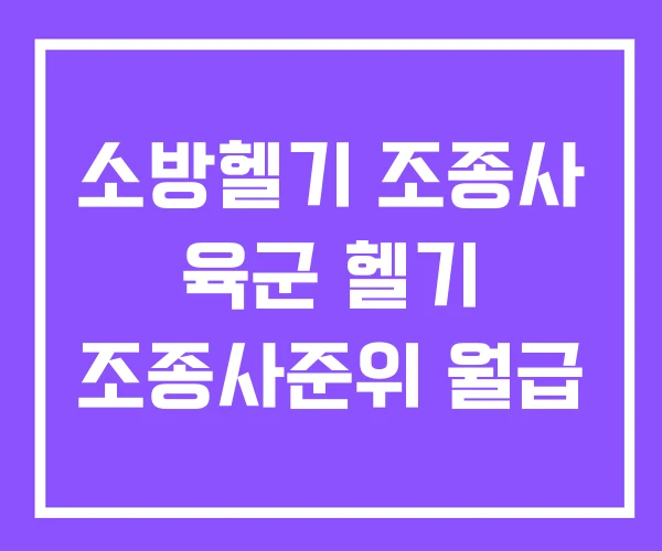 소방헬기 조종사 육군 헬기 조종사준위 월급