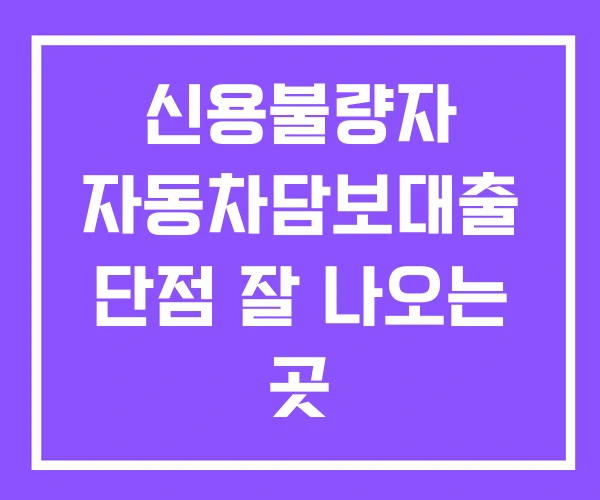 신용불량자 자동차담보대출 단점 잘 나오는 곳 신용불량자 자동차담보대출 단점 잘 나오는 곳