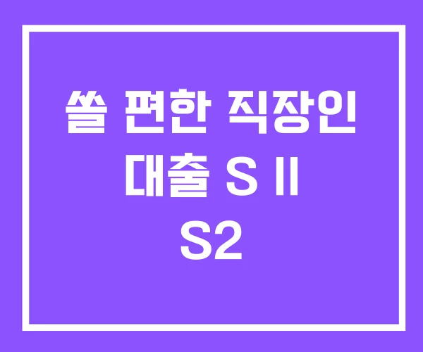 쏠 편한 직장인 대출 S II S2 쏠 편한 직장인 대출 S II S2