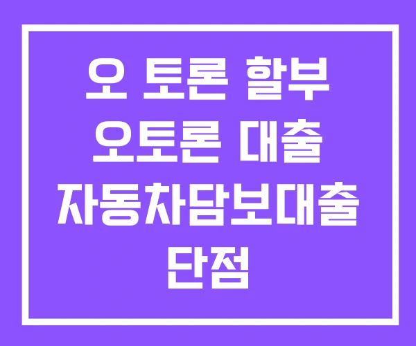 오 토론 할부 오토론 대출 자동차담보대출 단점