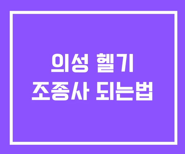 의성 헬기 조종사 되는법