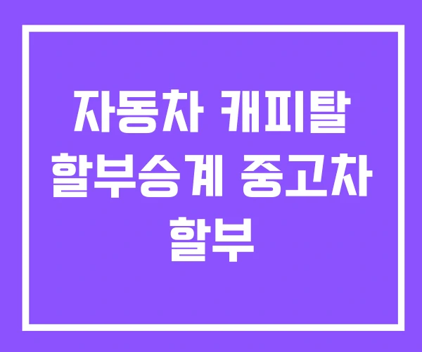 자동차 캐피탈 할부승계 중고차 할부