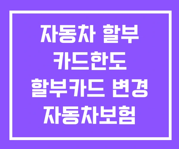 자동차 할부 카드한도 할부카드 변경 자동차보험 무이자 카드
