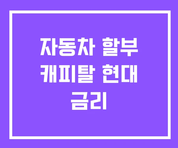 자동차 할부 캐피탈 현대 금리