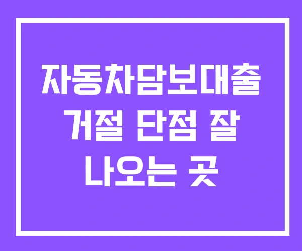 자동차담보대출 거절 단점 잘 나오는 곳 자동차담보대출 거절 단점 잘 나오는 곳