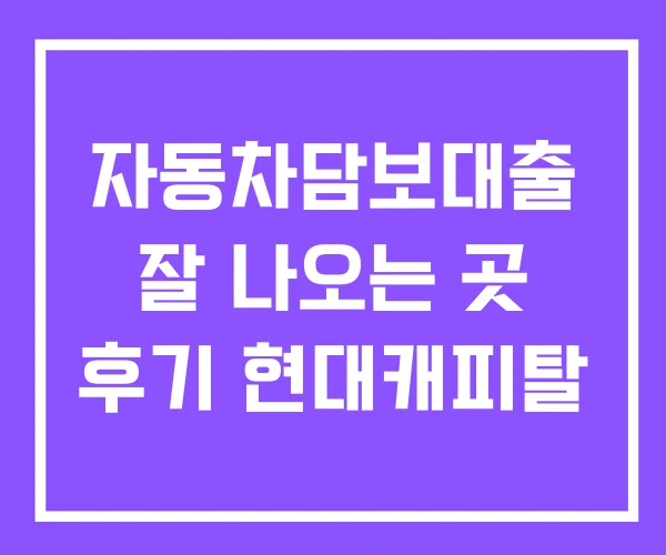 자동차담보대출 잘 나오는 곳 후기 현대캐피탈 자동차담보대출 잘 나오는 곳 후기 현대캐피탈