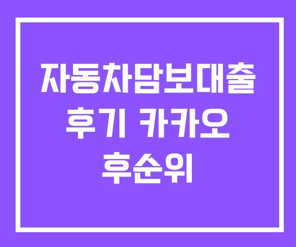 자동차담보대출 후기 카카오 후순위