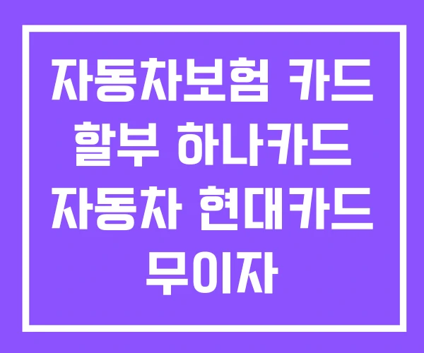 자동차보험 카드 할부 하나카드 자동차 현대카드 무이자 자동차보험 카드 할부 하나카드 자동차 현대카드 무이자