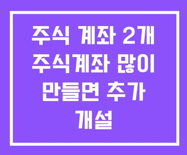 주식 계좌 2개 주식계좌 많이 만들면 추가 개설 주식 계좌 2개 주식계좌 많이 만들면 추가 개설