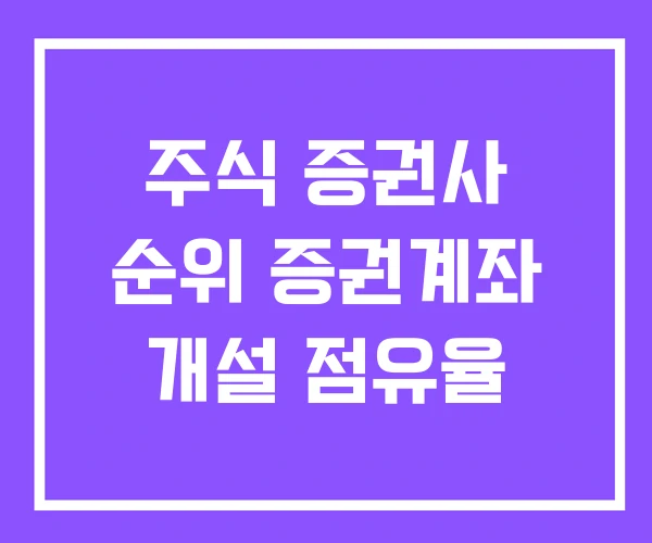 주식 증권사 순위 증권계좌 개설 점유율