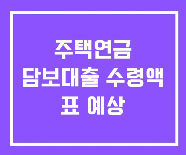 주택연금 담보대출 수령액 표 예상