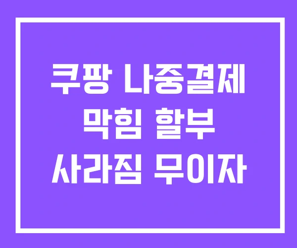 쿠팡 나중결제 막힘 할부 사라짐 무이자