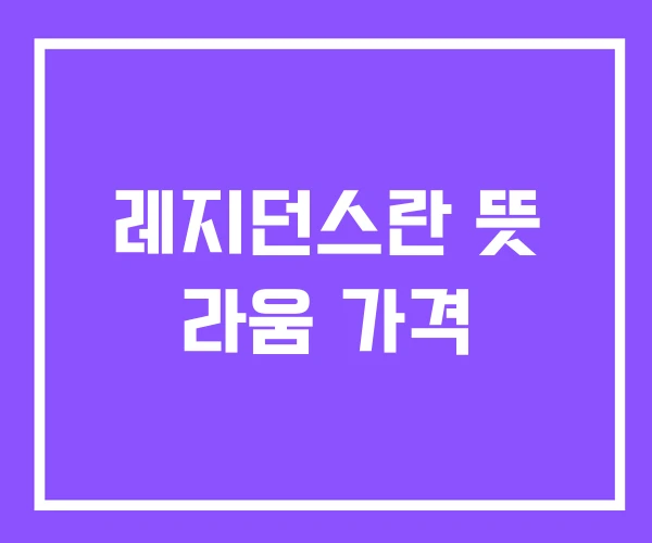 레지던스란 뜻 라움 가격