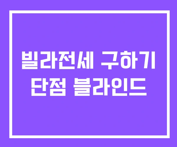 빌라전세 구하기 단점 블라인드
