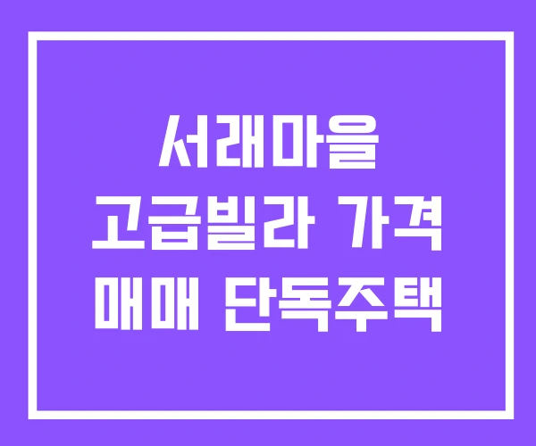 서래마을 고급빌라 가격 매매 단독주택