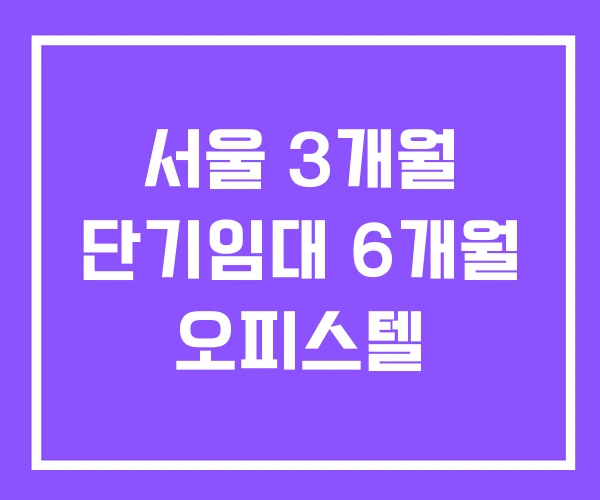 서울 3개월 단기임대 6개월 오피스텔