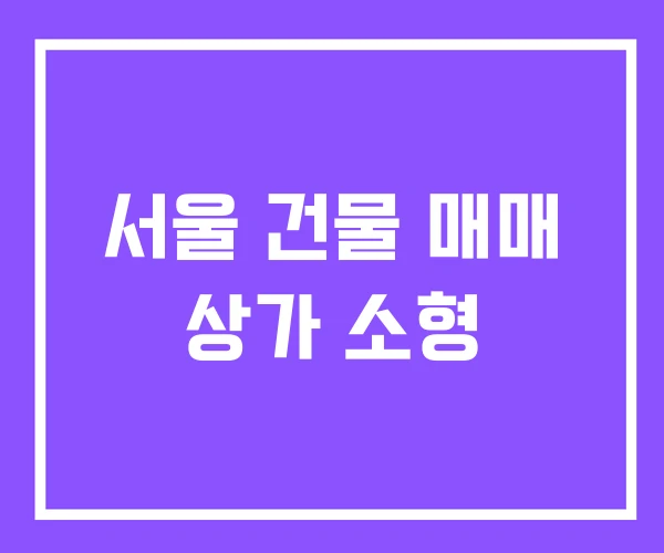 서울 건물 매매 상가 소형 서울 건물 매매 상가 소형