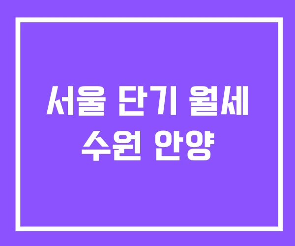 서울 단기 월세 수원 안양