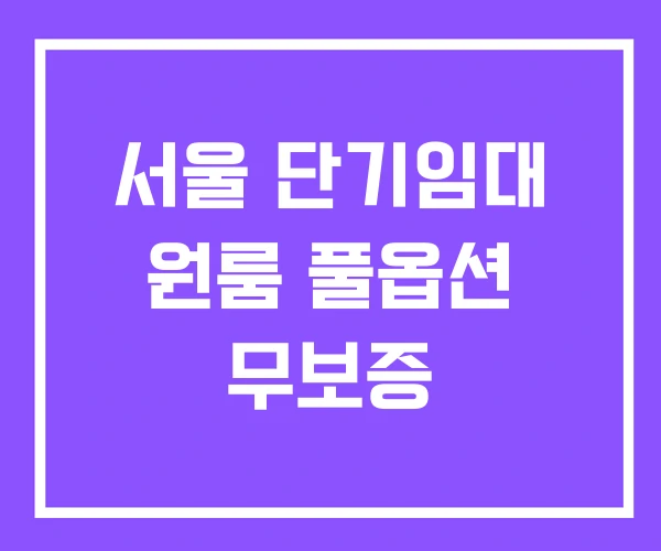 서울 단기임대 원룸 풀옵션 무보증