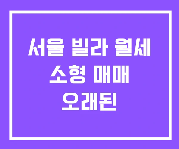 서울 빌라 월세 소형 매매 오래된