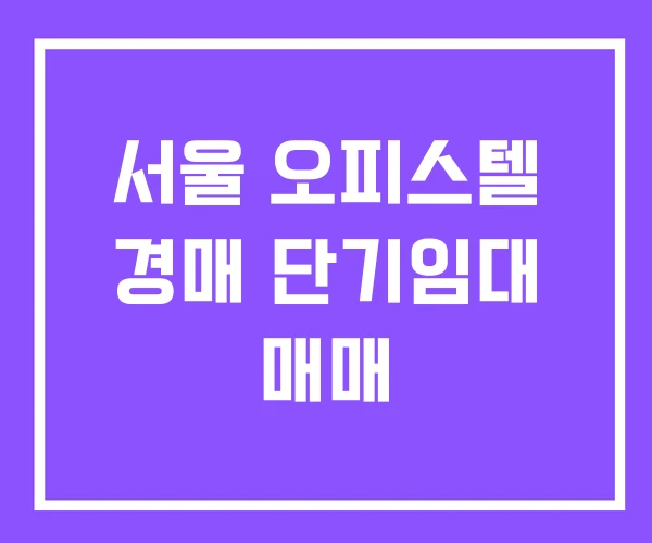 서울 오피스텔 경매 단기임대 매매